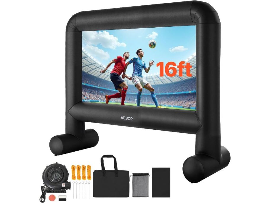 inflatable screen with all items that it comes with