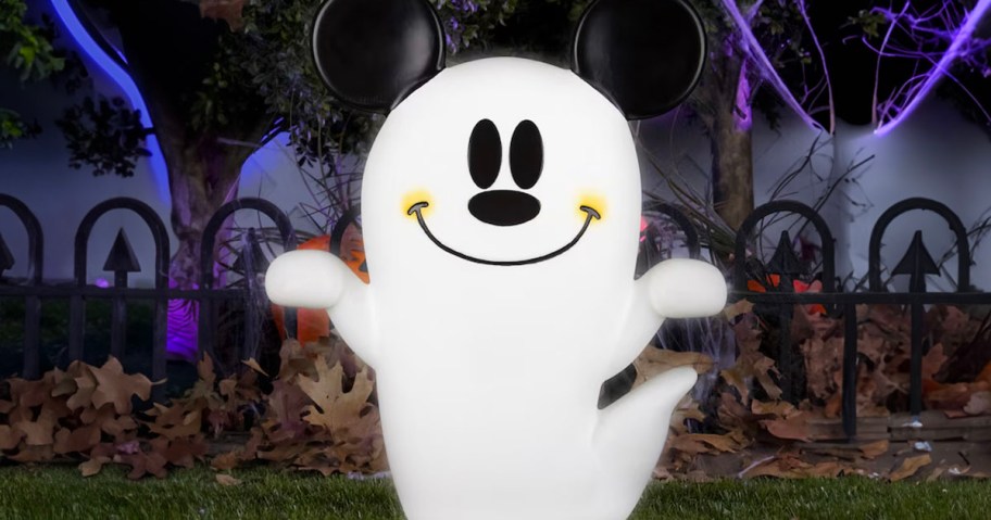 mickey mouse ghost halloween decor outside 