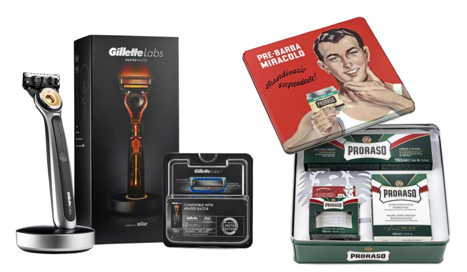 Tinned razor gift sets and shaving gift sets
