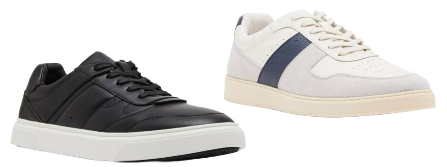 mens black and white striped sneakers