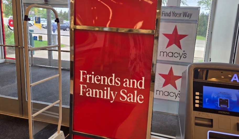red sign in macys store