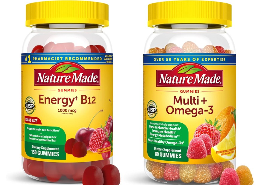 energy b12 and multi omega gummie bottles 