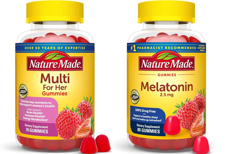 nature made multi and melatonin gummies bottles 