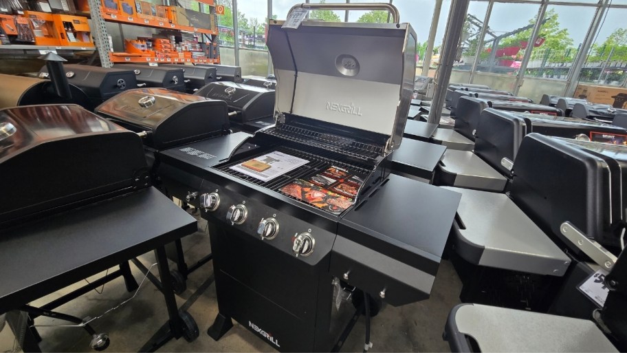 a gas grill on display in a store