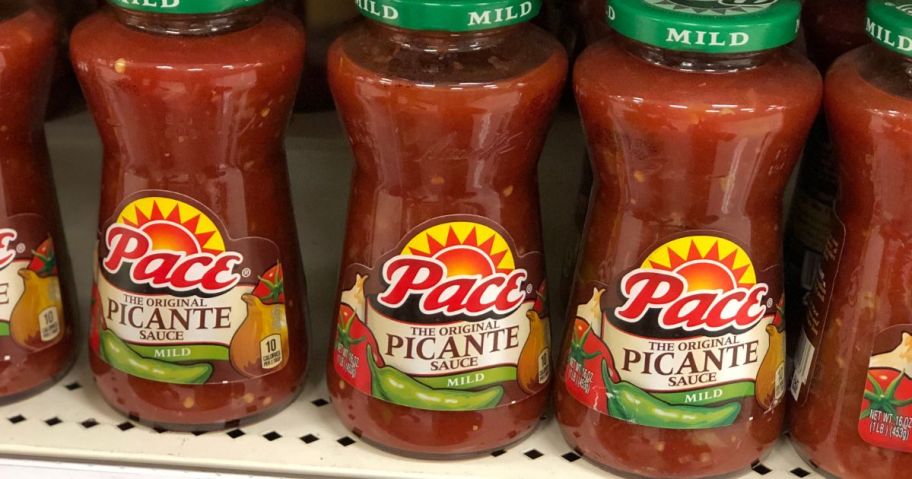 pace picante sauces on shelf in store