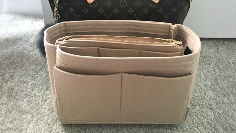 beige felt purse organizer 