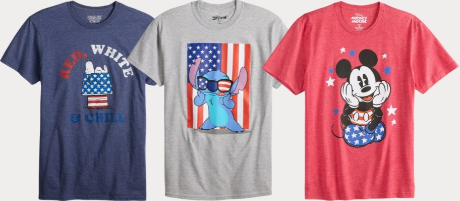 three mens graphic tees