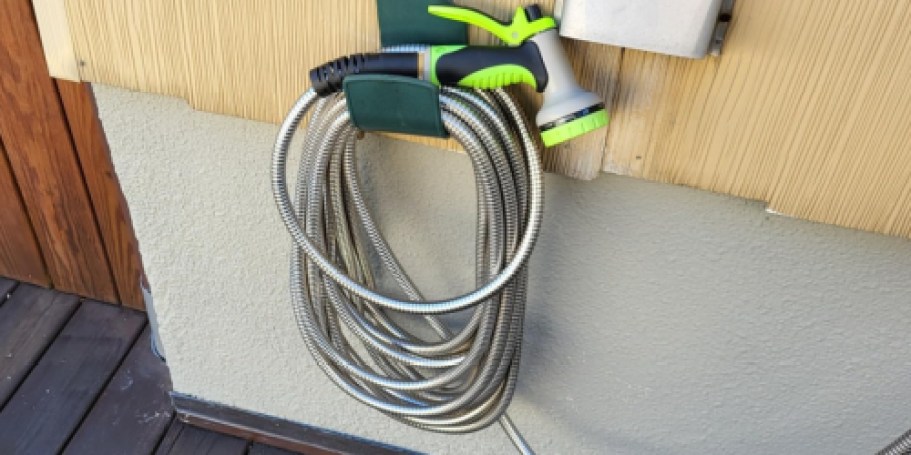 Stainless Steel 50′ Garden Hose w/ Nozzle Just $18.59 Shipped for Prime Members