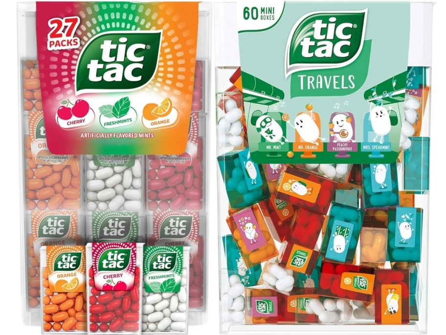 two giant tic tac boxes filled with boxes of mints