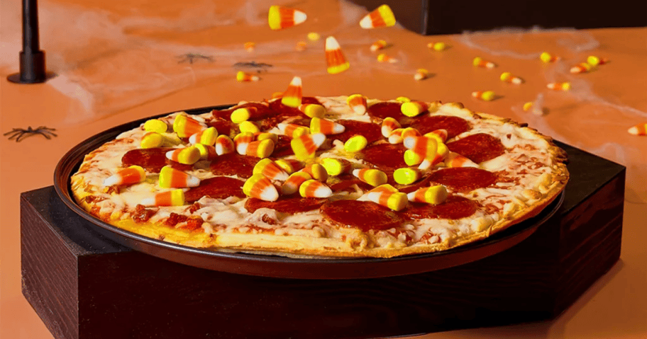 tombstone candy corn pizza