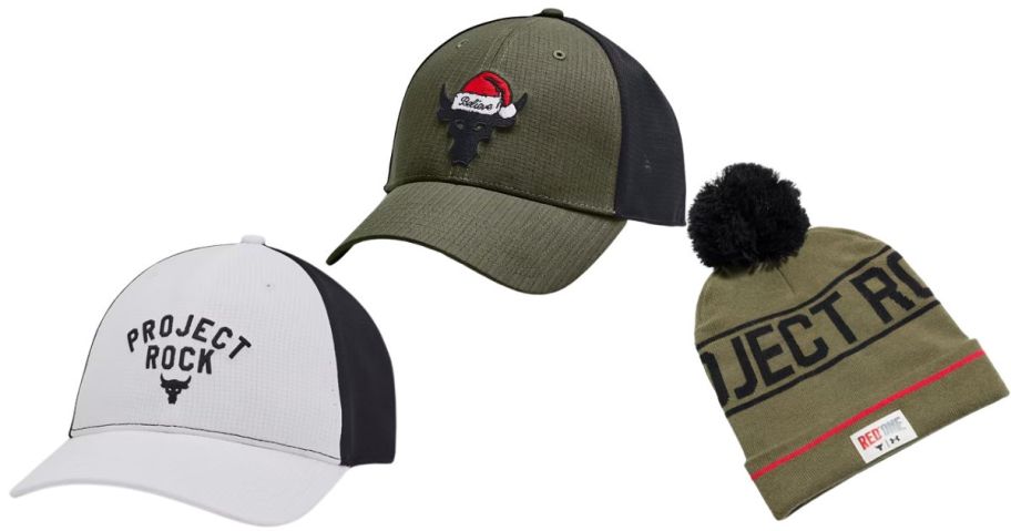 three under armour project rock hats