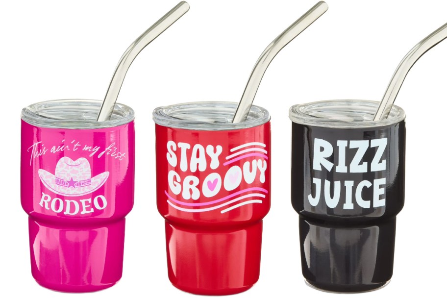 pink red and black mini tumblers