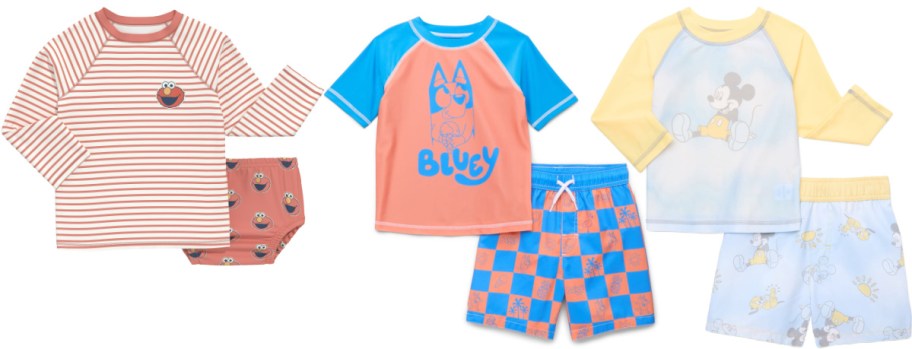 Three various boys chacacter swim sets from Walmart.