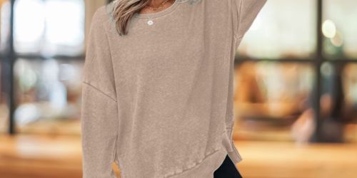 Women’s Oversized Waffle-Knit Sweatshirt Just $23.90 on Amazon (Reg. $30)