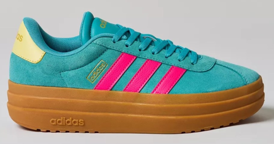 a teal and hot pink adidas women's shoe