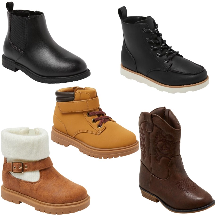 5 different styles of kids boots