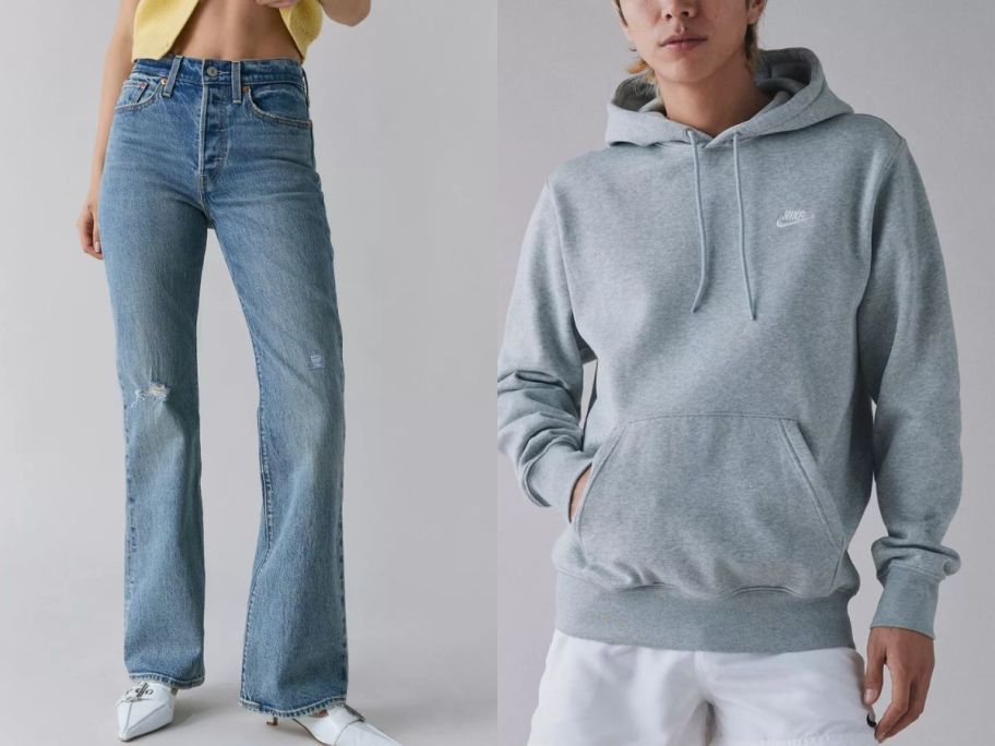 woman wearing jeans and woman wearing a Nike hoodie