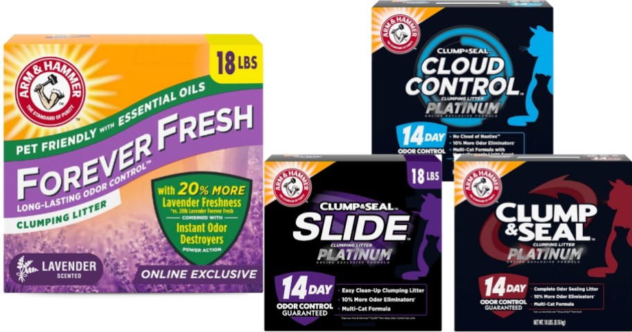 stock images of arm & hammer cat litter boxes in different types