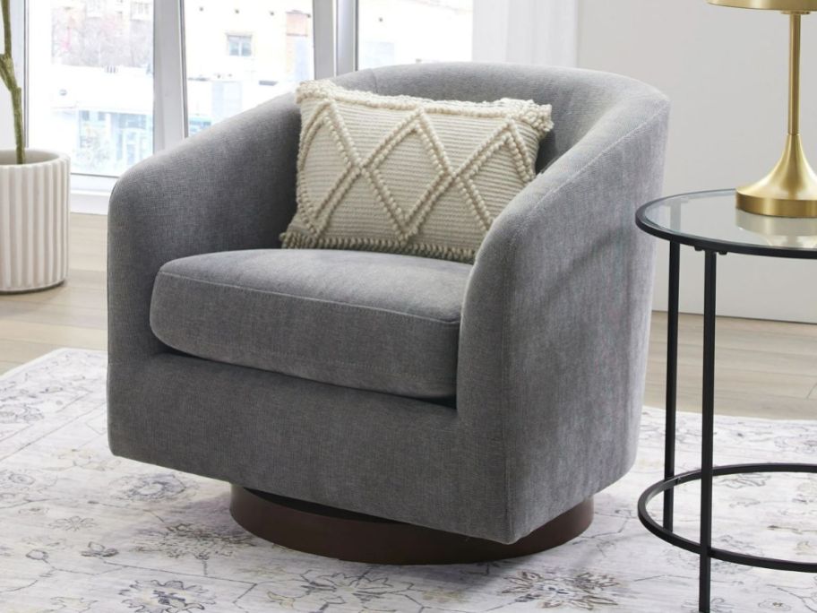 Better Homes & Gardens Bradford Wooden Base Modern Swivel Accent Chair