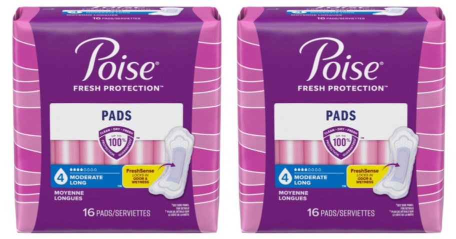 2 packages of feminine care pads