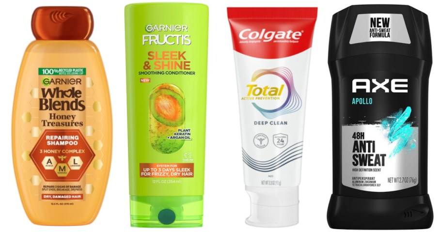 Shampoo, toothpaste, deodorant