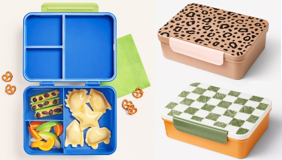 opened bento box with two move next to it