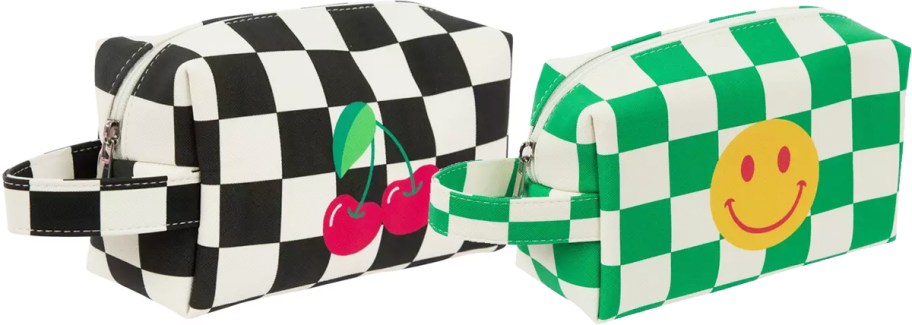 checkered pouches with cherries and smiley face
