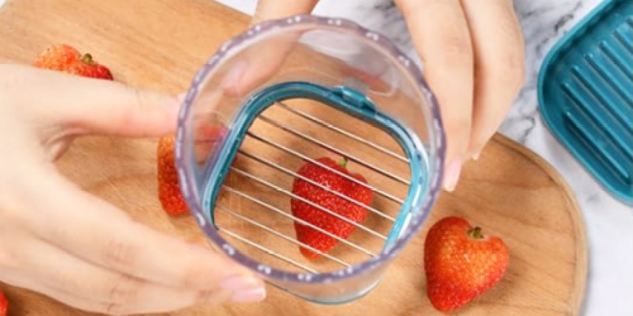Fruit Slicer Cup Just $6 on Amazon | Quickly Slices Strawberries, Grapes, Eggs, & More
