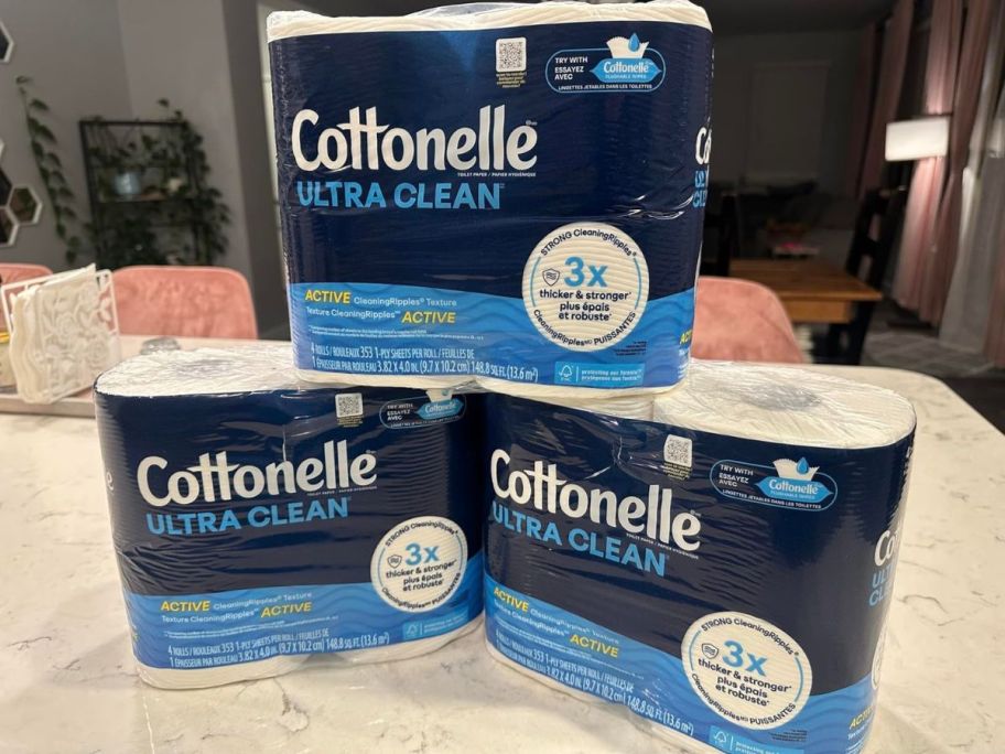 3 large bags of Cottonelle bath tissue