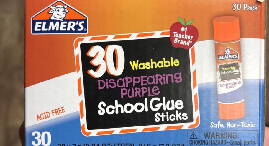 Elmers glue 30 pack displayed on top of the table