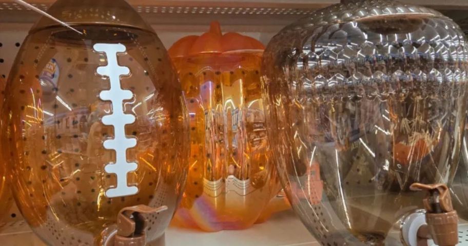 football and pumpkin drink dispensers