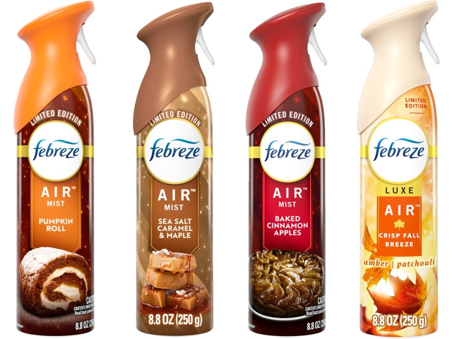 4 cans of fall-scented Febreze Air Freshener Sprays