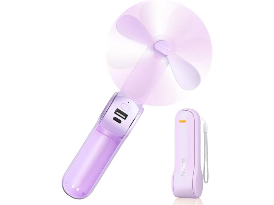 A purple mini fan 