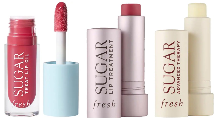 3 tubes of fresh sugar lip oil and balms