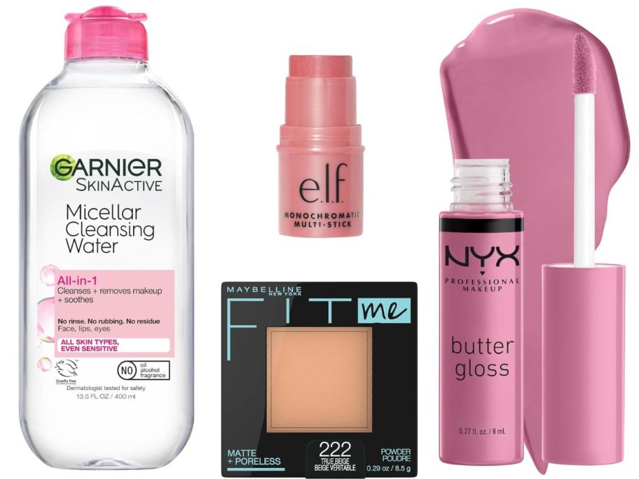 Garnier Micellar Water, elf, Maybelline, & NYX