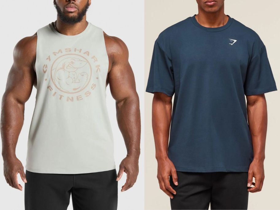 two men wearing Gymshark shirts