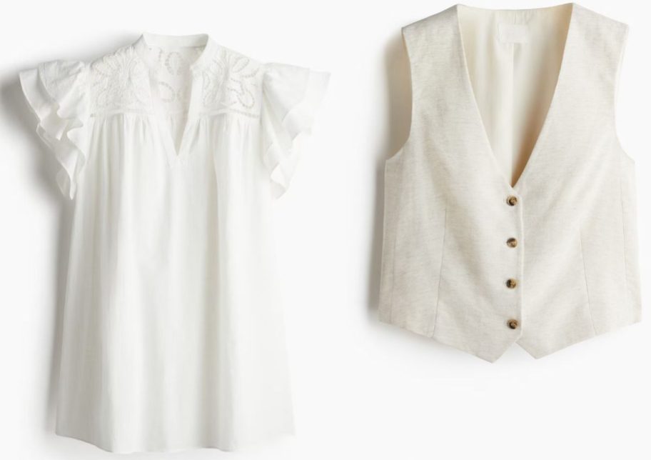 Stock images of an H&M dress and vest