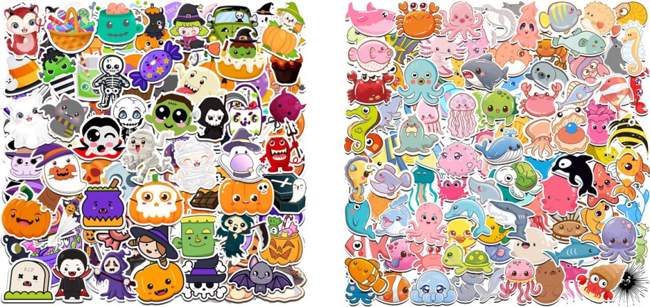 large collections of halloween and animal stickers