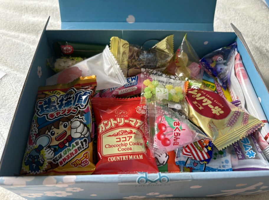 Box full of Japanese snacks 