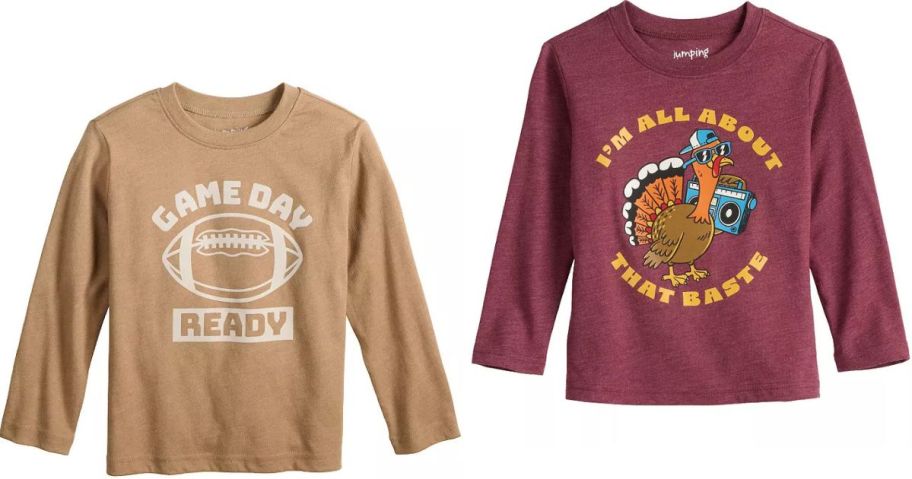 Stock images of two fall jumping beans toddler graphic tees