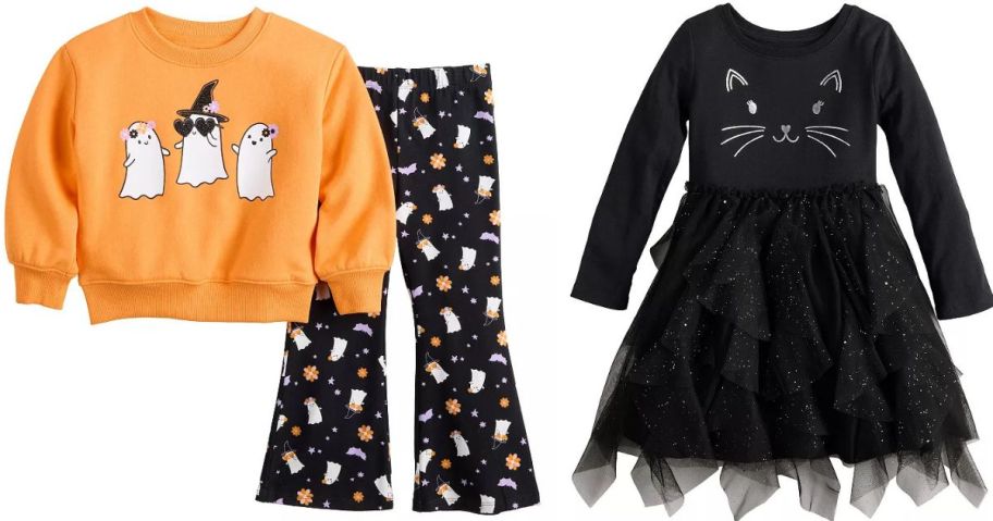 Stock images of a jumping beans halloween outfit and a black cat tutu dress