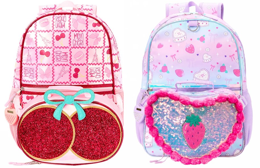 cherries and strawberry print backpack sets