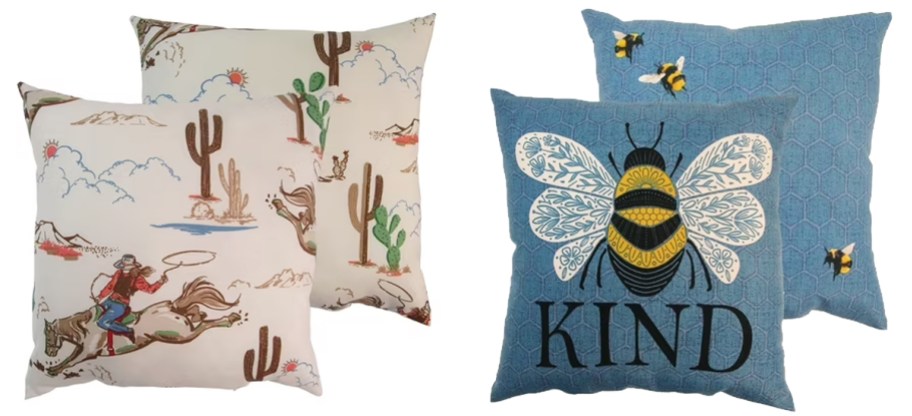 western and bee print throw pillows