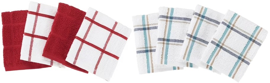 two sets of plaid dishcloths
