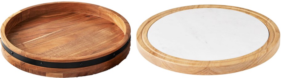 two wood lazy susans