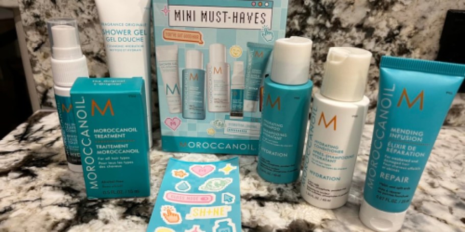 Moroccanoil Deluxe Sampler Set Only $15 on Amazon (Includes 5 Products + Stickers!)