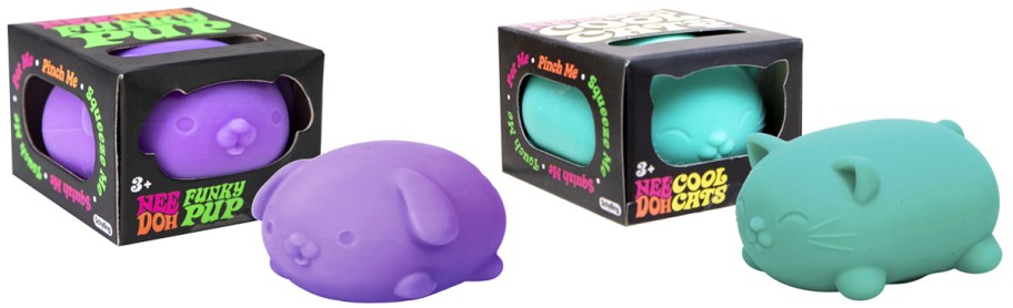purple dog and teal cat fidget toys