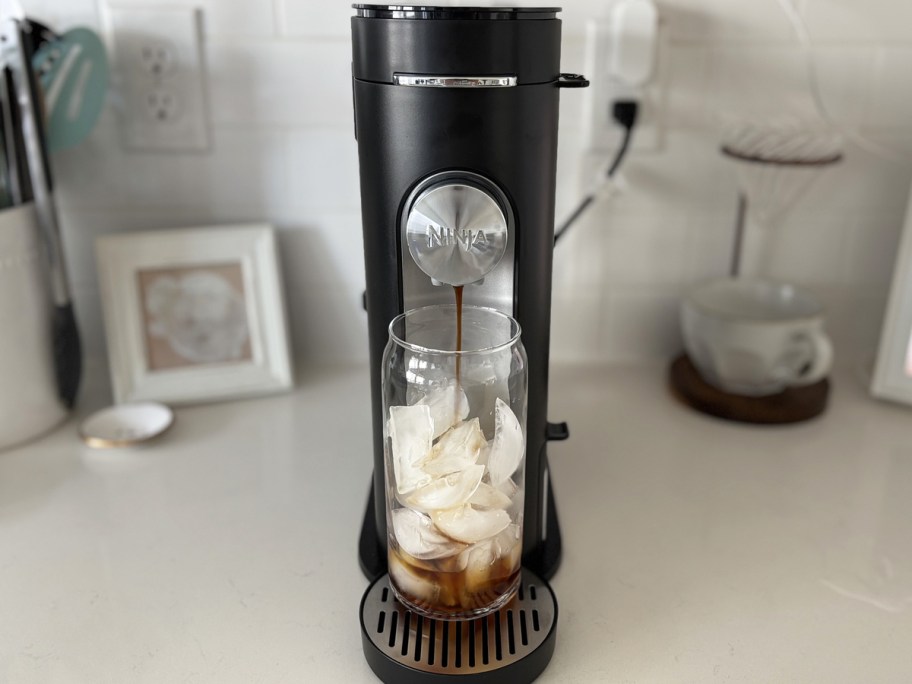 ninja coffee maker brewing into a cup of ice