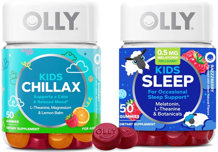three bottles of OLLY kids vitamins