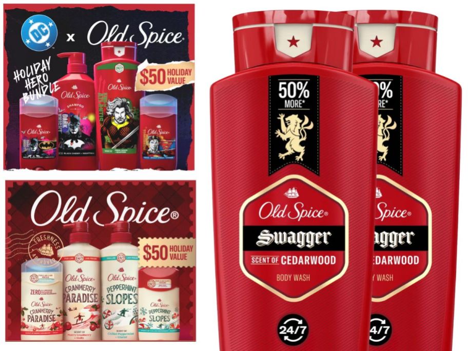 2 Old Spice gift boxes and 2 bottles of body wash